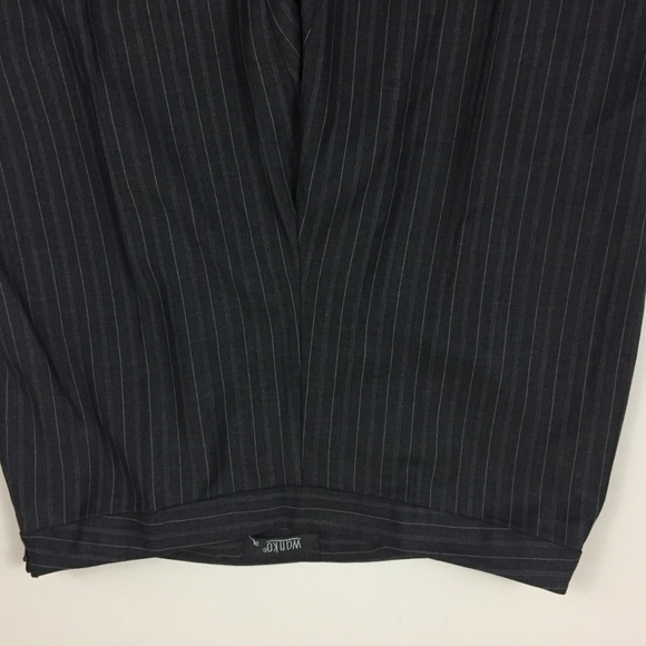 NWT WANKO Gray Cotton Blend Pinstriped Dress Pants - Picture 4 of 8